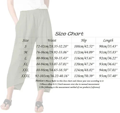 Miniatura 5 de Pantalones capri para mujer, clásicos, cintura elástica, pierna ancha, pantalones ligeros holgados con bolsillos, Caqui