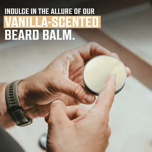 Miniatura 5 de Viking Revolution Bálsamo para barba de vainilla especiado – Mantequilla de barba con aceite de argán, suavizante de barba para hombres con aceite