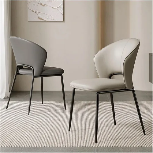 Miniatura 6 de sillas de comedor - Sillas de comedor tapizadas de mediados de siglo, modernas, sin brazos, de piel sintética, laterales con respaldo, cocina Beige