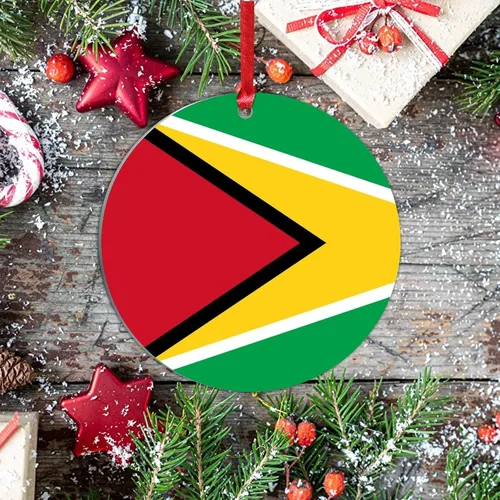 Miniatura 7 de Adorno de Navidad de Guyana, bandera de Guyana, recuerdo navideño, adorno de Navidad de acrílico, bandera nacional, recuerdo de país, decoraciones