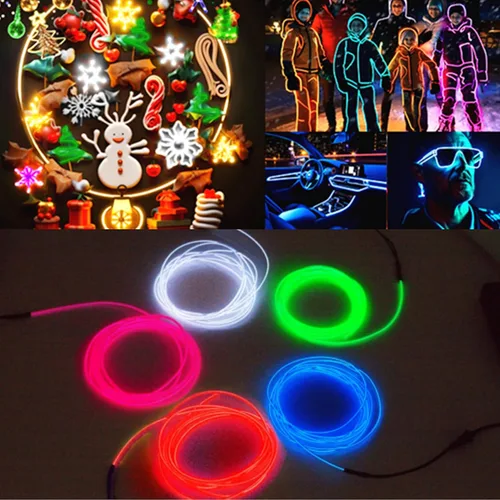 Miniatura 8 de Ourbest [Nueva versión dura] 5 divisores de 6.6 ft de cable EL de neón, 3 modos de permanencia/lento/rápido flash LED para decoración de fiesta