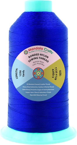 Miniatura 96 de Mandala Crafts - Hilo de nailon para coser cuero, tapicería, mezclilla y para trenzar el pelo; resistente, 1500 yardas, tamaño 69 T70 Marrón