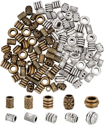 Miniatura 9 de NBEADS 180 cuentas africanas y europeas de 12 estilos, estilo tibetano, estilo tibetano, cuentas para barba y rastas, para trenzar el cabello