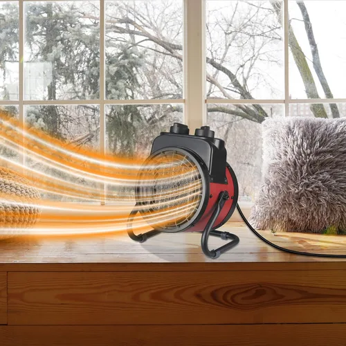 Miniatura 2 de Calentador de aire forzado eléctrico industrial con elemento calefactor de cerámica, inclinación ajustable, protección contra sobrecalentamiento