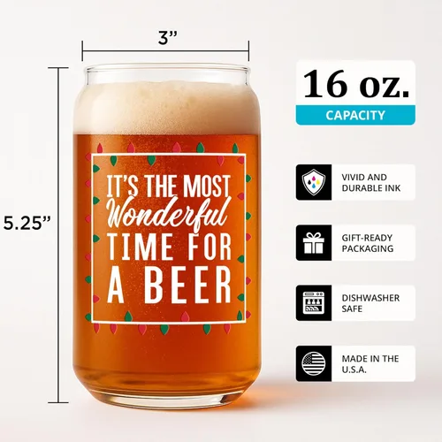 Miniatura 3 de On The Rox El momento más maravilloso para una cerveza: rojo, verde y blanco, vaso de 16 onzas, ideal para hombres y mujeres, vaso divertido