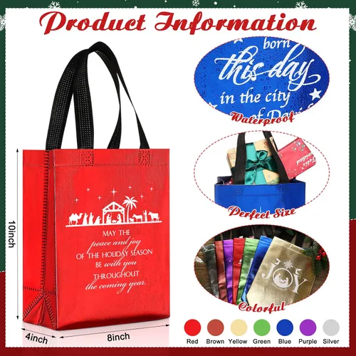 Miniatura 2 de 42 bolsas de regalo cristianas a granel con asa, semana de apreciación del pastor, bolsas de regalo de versículos bíblicos no tejidas, bolsas
