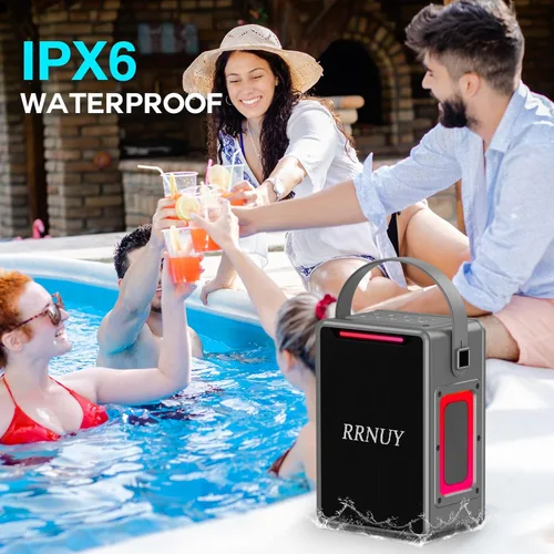 Miniatura 4 de Altavoz Bluetooth portátil de 60 W IPX6 impermeable altavoces inalámbricos con graves profundos, emparejamiento TWS, sonido estéreo DSP, luz LED