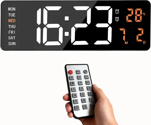 Reloj de pared digital grande de 16 pulgadas, temporizador de cuenta regresiva con control remoto, alarma, reloj de pared con atenuación automática