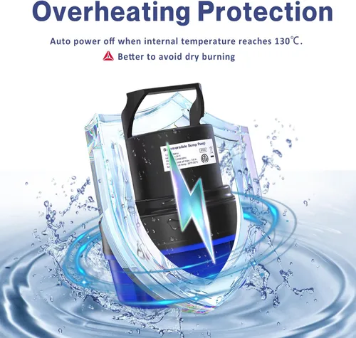Miniatura 6 de AgiiMan Bomba de agua sumergible de 1/2 HP, bomba de sumidero portátil de 2200 GPH para drenaje de piscina, bomba de cubierta de piscina con cable