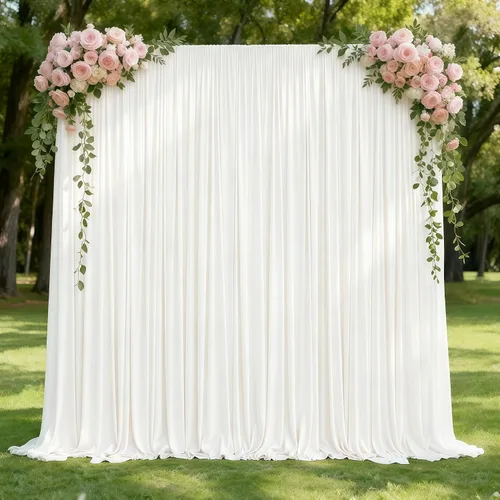 Miniatura 3 de Cortinas de Fondo Beige - Cortinas de Poliéster Sin Arrugas para Fotografía, Cortinas de Fondo para Fiestas, para Decoraciones de Baby Shower