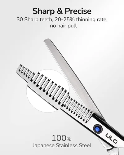 Miniatura 2 de ULG Tijeras profesionales de adelgazamiento con peine – 6.5 pulgadas de acero inoxidable japonés texturizante y tijeras de corte de pelo para salón