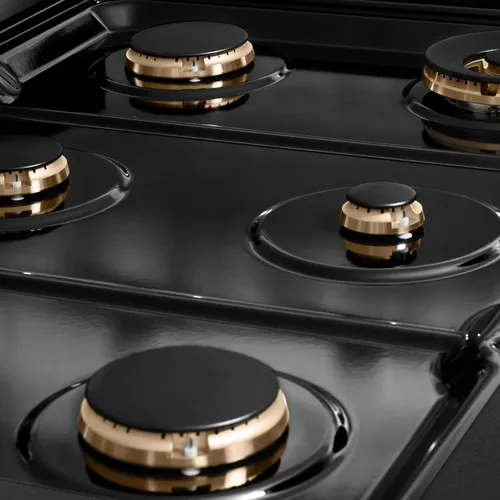 Miniatura 4 de ZLINE Designer Collection - Cocina de gas Paramount de 36 pulgadas con 6 quemadores en acero inoxidable satinado negro con detalles en negro mate
