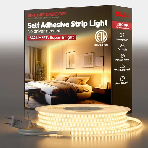 Miniatura 18 de Shine Decor Tira de luz LED súper brillante de 4000LM, Plug & Play de 120V sin controlador, cableado fácil, sin parpadeo, resistente a la intemperie