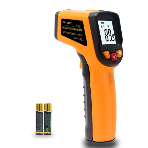 Ketotek Pistola de temperatura de infrarrojos digital -58°F-1112 °F (-50°C - 600°C) Termómetro láser IR de mano sin contacto KT600Y para cocinar