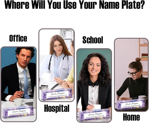 Miniatura 2 de Placa con nombre para escritorio, placa con nombre de doble cara personalizada para decoración de escritorio de oficina para mujeres y hombres
