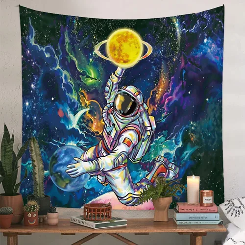 Tapiz de tarjeta de tarot de constelación y estrella, tapiz botánico de fase lunar, tapiz de sol y luna, tapiz de astronauta, tapiz estético bohemio