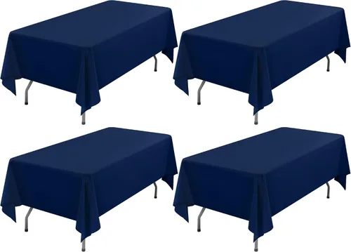 Miniatura 71 de Showgeous Paquete de 4 manteles rectangulares de poliéster de 60 x 102 pulgadas, resistentes a las arrugas, lavables, para bodas, mesas de comedor