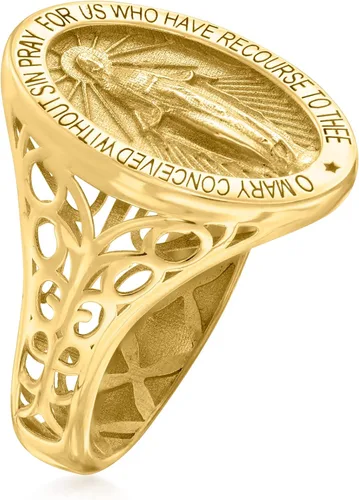 Miniatura 3 de Ross-Simons Anillo italiano con medalla milagrosa de oro amarillo de 14 quilates