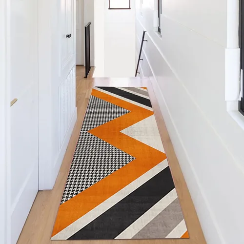 Miniatura 3 de Alfombra larga con respaldo antideslizante, alfombra para interiores y exteriores, fácil de limpiar, tapete antideslizante de 39.4 x 177.2 in/47.2 x