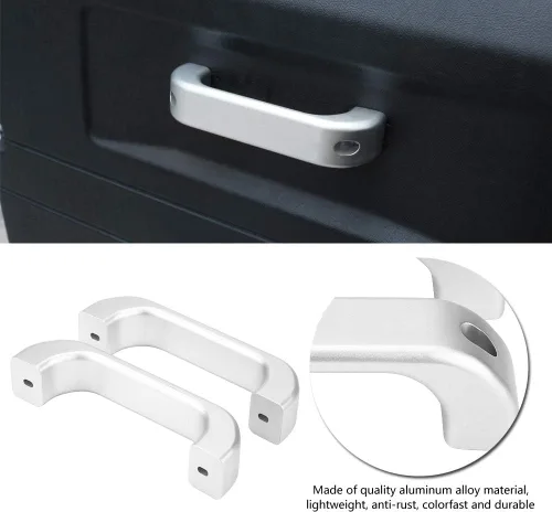 Miniatura 3 de Keenso Manija de agarre de puerta interior plateada para defensor, manija de puerta interior de cromo de aleación de aluminio para Defender 110 90