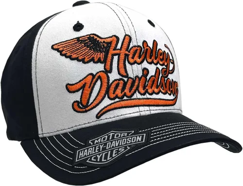 Harley-Davidson - Gorra de béisbol bordada H-D Spirit para mujer, color blanco y negro, Negro, talla única