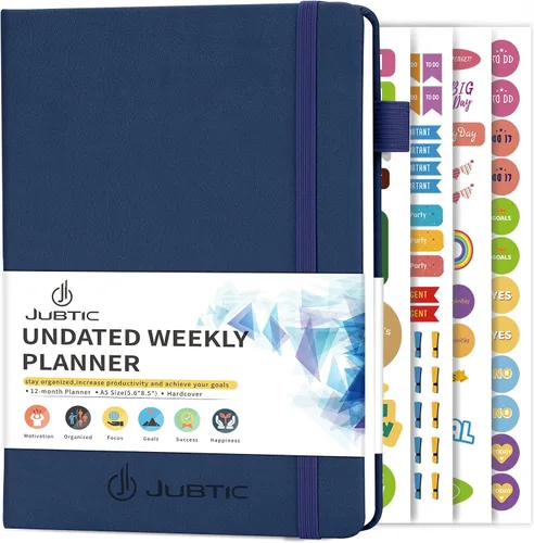 Miniatura 7 de JUBTIC Agenda semanal y mensual sin fecha, agenda diaria de productividad, calendario para lista de tareas, cuaderno de organización A5