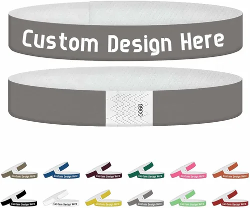 Miniatura 13 de Pulseras para eventos, pulseras personalizadas de 3/4 pulgadas, pulseras de papel personalizadas para fiestas, 100 unidades con texto, logotipo, Oro