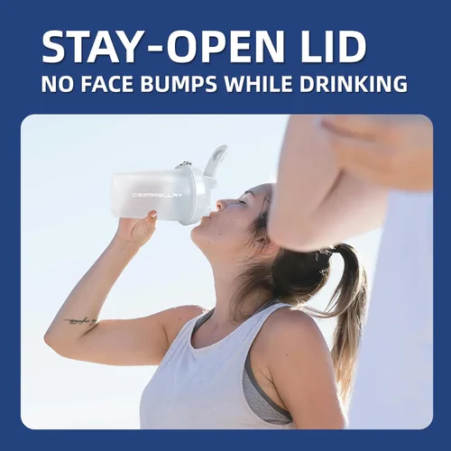 Miniatura 6 de Paquete de 2 botellas agitadoras para mezclas de proteínas, botella pequeña de 17 onzas con asa, tazas agitadoras de gimnasio con bola mezcladora