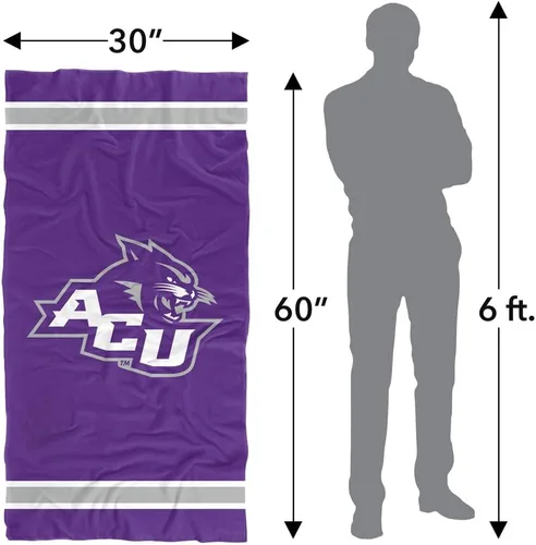 Miniatura 6 de LOGOVISION Manta Abilene Christian University, 30 x 60 pulgadas, logotipo primario CottonFront/PolyBackBeachTowel