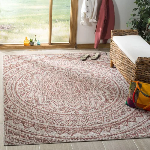 Miniatura 53 de SAFAVIEH Alfombra lavable para exteriores, colección Courtyard - Pasillo de 2.3 x 8 pies, color beige claro y marrón claro, no desprende pelusa