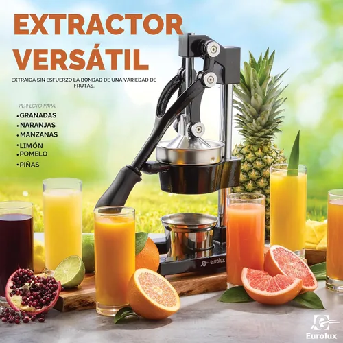 Miniatura 5 de Eurolux Exprimidor de hierro fundido ultra premium, extra grande, resistente, grado comercial, prensa manual de acero inoxidable, exprimidor de Negro