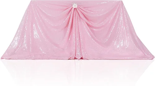 Miniatura 139 de PartyDelight Mantel de lentejuelas redondo de 50 pulgadas, color dorado claro, adorno de mesa para decoración de bodas, fiestas, cumpleaños