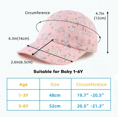 Miniatura 38 de Peecabe Gorra de béisbol para niños pequeños, unisex, de algodón, ajustable, para bebés, niños, gorra de béisbol para niñas de 1 a 5 años