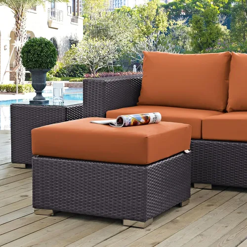 Miniatura 2 de Modway EEI-1911-EXP-ORA Convene - Muebles otomanos cuadrados de tela para patio, muebles de exterior, color naranja espresso Espresso Naranja