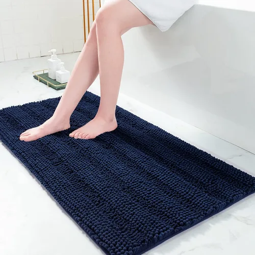 Miniatura 180 de Grandaily Alfombras de baño de felpilla a rayas de 24 x 16 pulgadas, extra gruesas y suaves, absorbentes, parte trasera de goma, alfombra de ducha