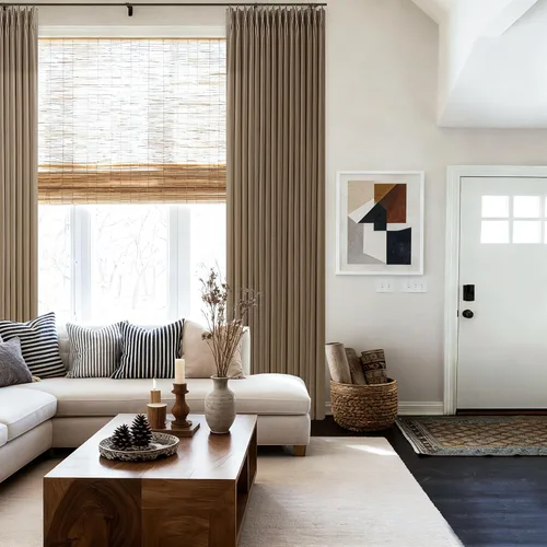 Miniatura 41 de TWODRAPES Cortinas de Lino Plisadas con Pinza Beige Blancas de 54 Pulgadas de Largo 2 Paneles para Comedor Cocina Dormitorio Plisadas Semi