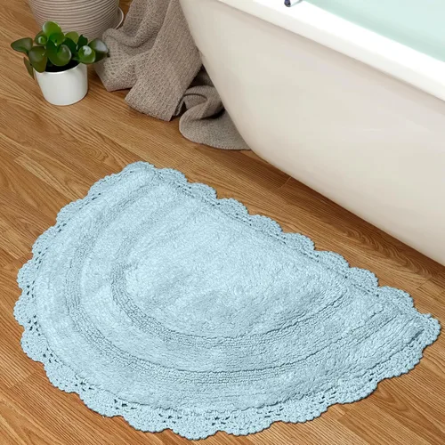 Miniatura 48 de Chardin home Alfombra de baño de ganchillo beige, alfombra de baño ovalada 100% algodón con borde de ganchillo artesanal hecho a mano, alfombra