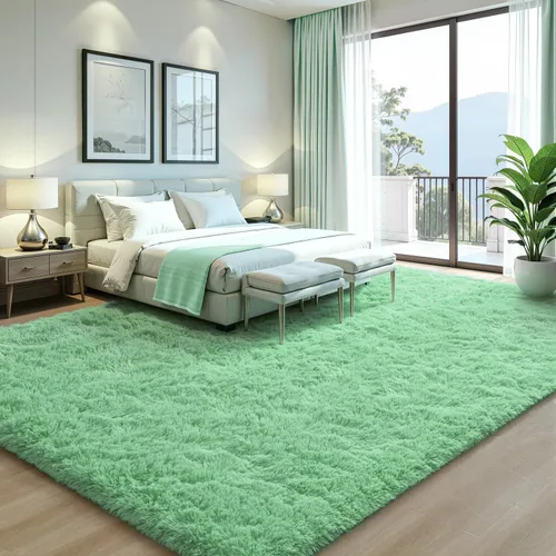 Miniatura 146 de EVOIONOS - Alfombra redonda gris para dormitorio, 5x5 pies; alfombras circulares suaves y esponjosas para sala de estar, alfombras de felpa peludas