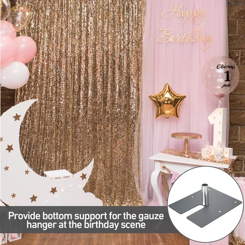 Miniatura 7 de Zonon Placa Base de Tubo y Cortina de 14 x 16 Pulgadas Soporte de Fondo Abrazadera Plana con Pasador de Fijación para Fondos Ferias Comerciales