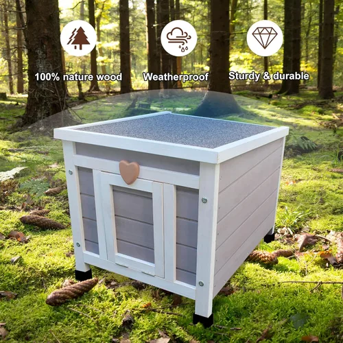 Miniatura 2 de Rockever Casa para gatos al aire libre, casa aislada para gatos al aire libre con forro cálido para invierno, jaula de conejo, refugio exterior