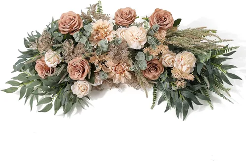 Miniatura 7 de YYHUAWU Caja Combo de Flores Artificiales Color Degradado Hoja de Flor con Tallos para DIY Ramos de Boda Centros de Mesa Baby Shower Fiesta
