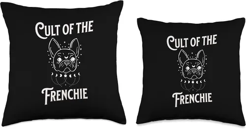 Miniatura 3 de Frenchie Gifts for Men Women French Bulldog Tees Cult of Frenchie Divertida almohada de bulldog francés Mystic Moon Tarot, 16 x 16 pulgadas