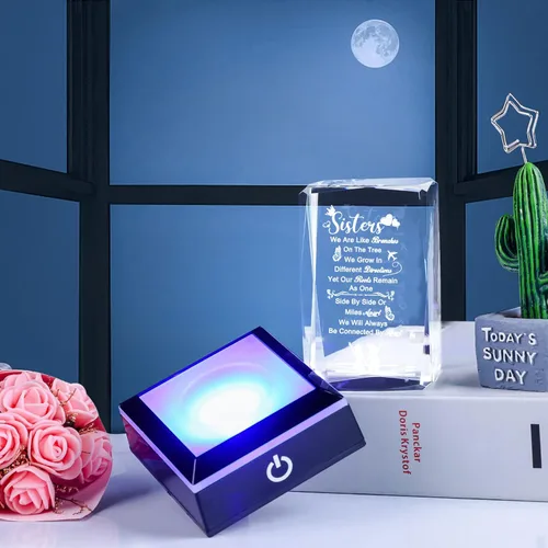 Miniatura 6 de Movdyka Regalos divertidos para hermanas, hermanas grabadas en 3D con base, el mejor regalo único de cumpleaños, Navidad, boda, graduación, hermana