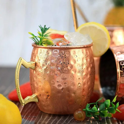 Miniatura 4 de LINALL Moscow Mule - Juego de 4 tazas de acero inoxidable chapadas en cobre de 18 onzas, para bebidas frías (4 piezas)