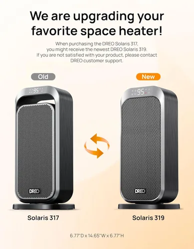 Miniatura 14 de Dreo Calentador de espacio silencioso, calentadores portátiles de 1500 W para uso en interiores con control remoto, oscilación de 70°, cerámica PTC