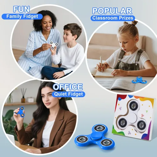 Miniatura 4 de WELLVO Fidget Spinner 2 piezas para niños adultos, juguetes sensoriales para aliviar la ansiedad y el estrés, mini juguete para ansiedad