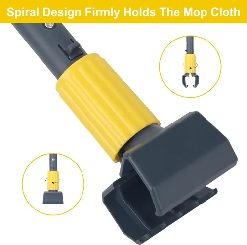 Miniatura 4 de KeFanta Mango de trapeador de metal resistente comercial, palo de trapeador industrial de 58 pulgadas con abrazadera de mandíbula, soporte