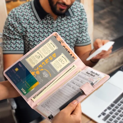 Miniatura 6 de CoBak - Libreta para meseros, organizador compacto con bolsillos transparentes y para dinero, portabolígrafo, se ajusta perfectamente al delantal