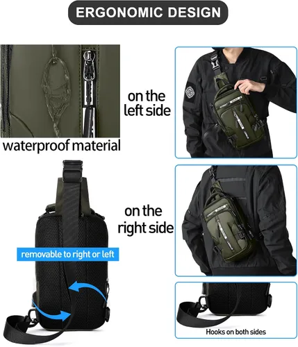 Miniatura 46 de Mochila cruzada pequeña negra para hombre y mujer, H-Negro, S, Moda