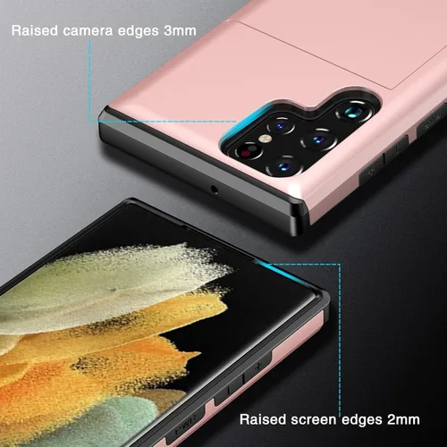Miniatura 6 de Asuwish Funda de teléfono para Samsung Galaxy S22 Ultra 5G con protector de pantalla de vidrio templado y tarjetero para tarjeta de crédito, funda